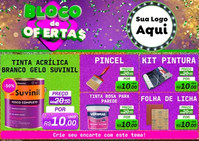Modelo de Encarte para Encarte A4 Horizontal com o tema Bloco de Ofertas para Tintas e Ferramentas