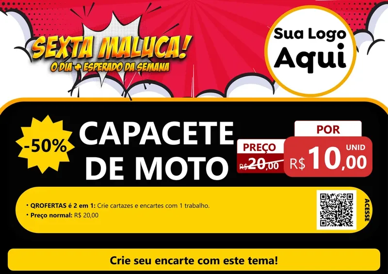 Modelo de Cartaz para Cartaz A4 Horizontal com o tema Sexta Maluca! para Moto peças