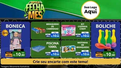Modelo de TV para TV Horizontal com o tema Operação Fecha Mês para Brinquedos