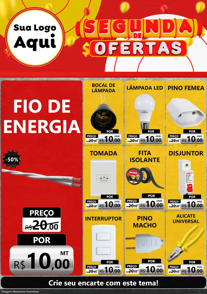 Modelo de Encarte para Encarte A4 Vertical com o tema Segunda de Ofertas para Materiais Elétricos
