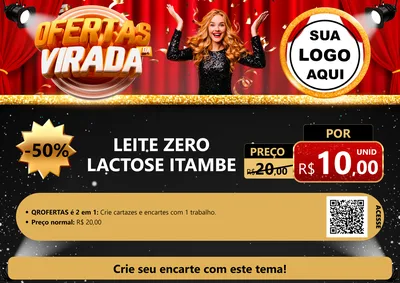 Modelo de Cartaz para Cartaz A4 Horizontal com o tema Ofertas da Virada para Frios e Laticínios
