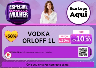 Modelo de Cartaz para Cartaz A4 Horizontal com o tema Especial Semana da Mulher para Distribuidora de bebidas