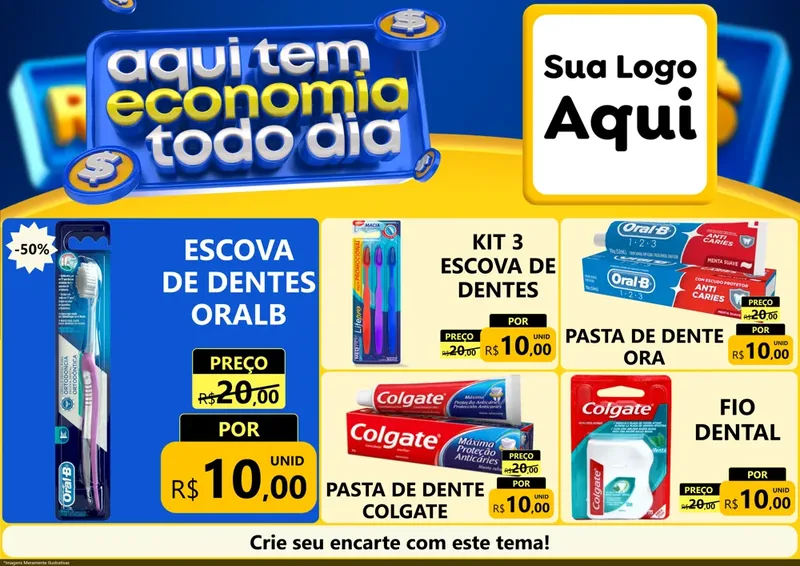 Modelo de Encarte para Encarte A4 Horizontal com o tema Aqui Tem Economia Todo Dia para Higiene Pessoal
