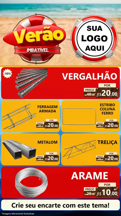 Modelo de TV para TV Vertical com o tema Verão Imbatível para Ferragens