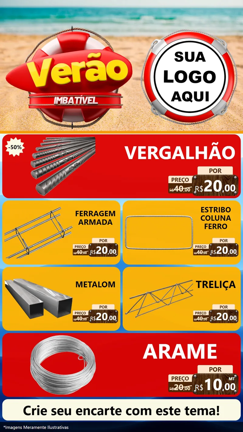 Modelo de TV para TV Vertical com o tema Verão Imbatível para Ferragens