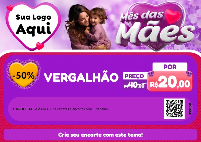 Modelo de Cartaz para Cartaz A4 Horizontal com o tema Mês das Mães para Ferragens