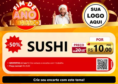Modelo de Cartaz para Cartaz A4 Horizontal com o tema Fim de Ano Premiado para Comida japonesa