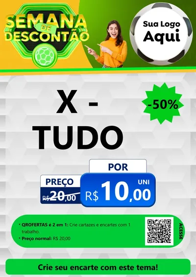 Modelo de Cartaz para Cartaz A4 Vertical com o tema Semana de Descontão - Copa para Hamburgueria