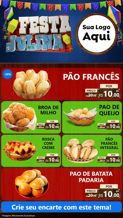 Modelo de TV para TV Vertical com o tema Festa Julina para Padaria