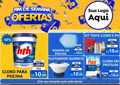 Modelo de Encarte para Encarte A4 Horizontal com o tema Fim de Semana de Ofertas para Produtos para Piscina