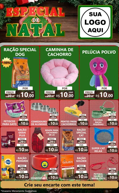 Modelo de Encarte para Encarte Grande com o tema Especial de Natal para Pet Shop