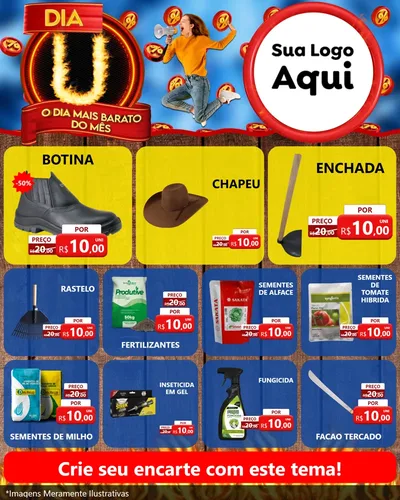 Modelo de Rede Social para Feed Instagram com o tema Dia U - O Dia Mais Barato Do Mês para Agropecuária