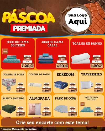 Modelo de Rede Social para Feed Instagram com o tema Páscoa Premiada para Cama, Mesa e Banho
