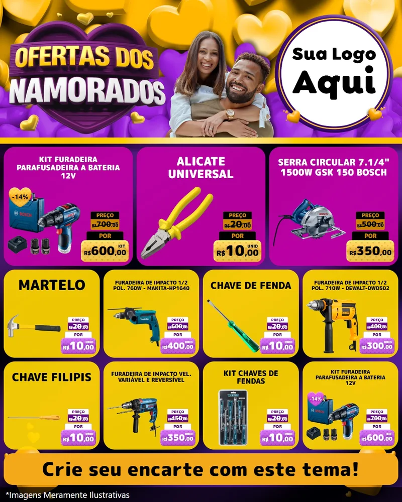 Modelo de Rede Social para Feed Instagram com o tema Oferta Dos Namorados para Maquinas e Ferramentas