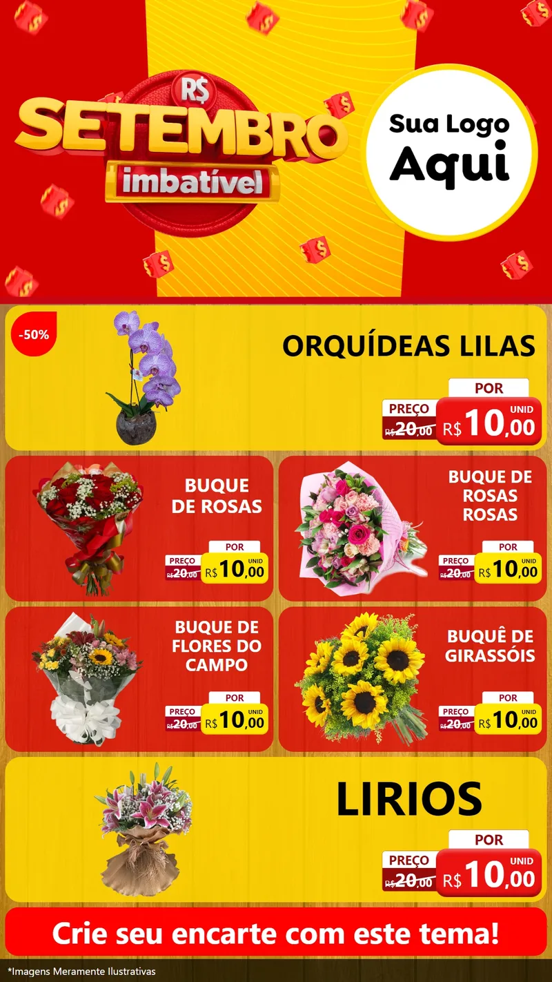 Modelo de TV para TV Vertical com o tema Setembro Imbatível para Floricultura e jardim