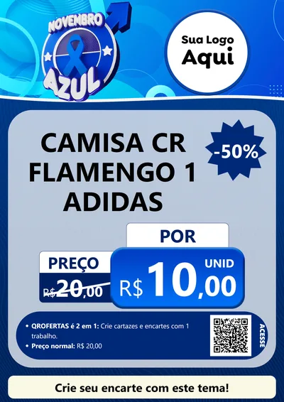 Modelo de Cartaz para Cartaz A4 Vertical com o tema Novembro Azul para Roupas e acessórios