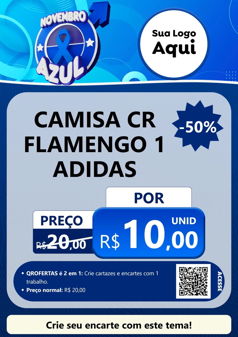 Modelo de Cartaz para Cartaz A4 Vertical com o tema Novembro Azul para Roupas e acessórios