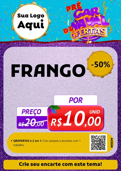 Modelo de Cartaz para Cartaz A4 Vertical com o tema Pré Carnaval de Ofertas para Assados