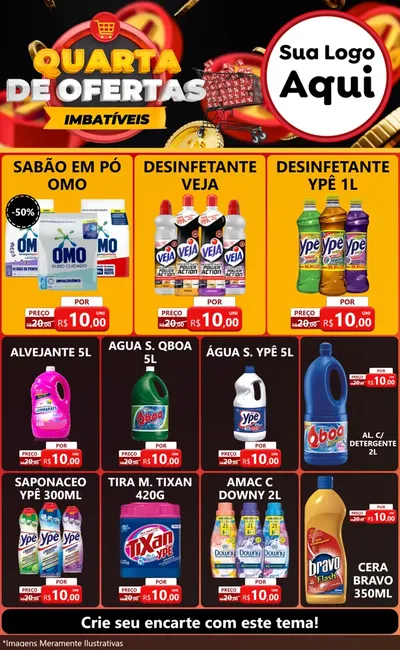 Modelo de Encarte para Encarte Grande com o tema Quarta de Ofertas Imbatíveis para Produtos de Limpeza