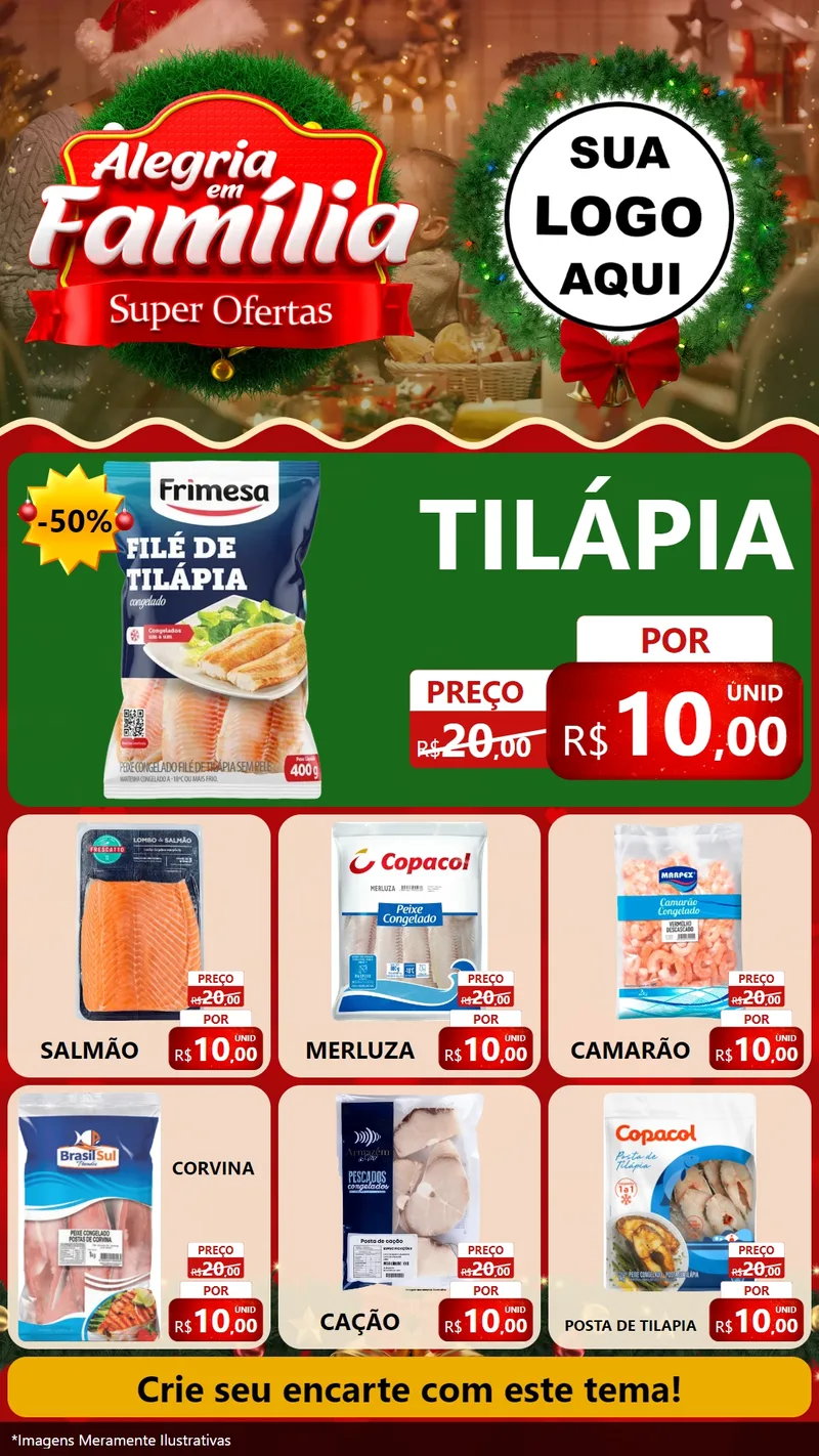 Modelo de Rede Social para Stories com o tema Alegria Em Família - Super Ofertas para Peixaria