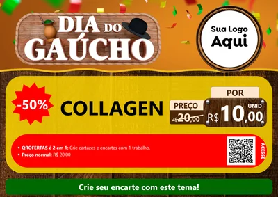 Modelo de Cartaz para Cartaz A4 Horizontal com o tema Dia do Gaúcho para Suplementos alimentares