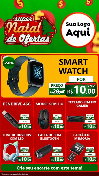 Modelo de Rede Social para Stories com o tema Super Natal de Ofertas para Informática