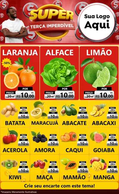 Modelo de Encarte para Encarte Grande com o tema Super Terça Imperdível para Hortifrúti