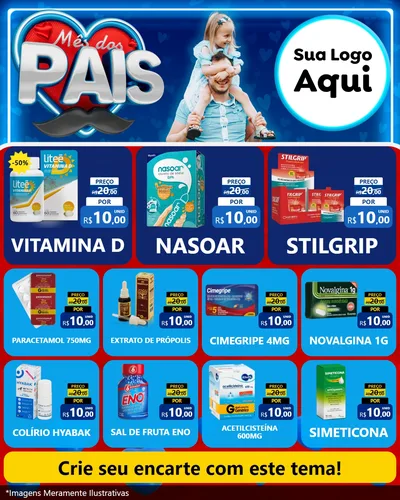 Modelo de Rede Social para Feed Instagram com o tema Mês Dos Pais para Farmácia