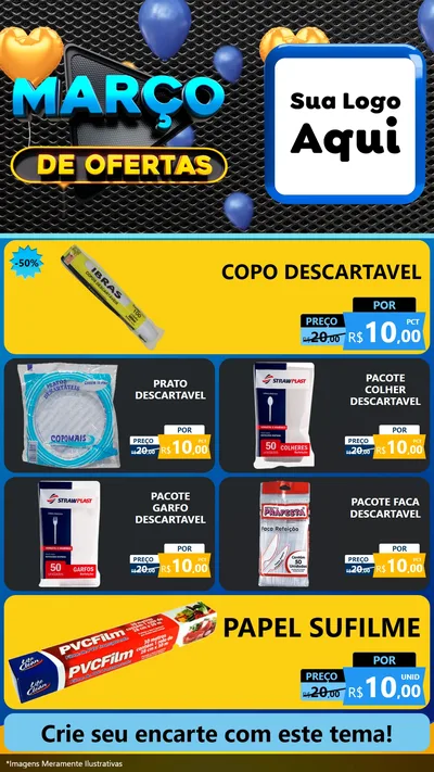 Modelo de TV para TV Vertical com o tema Março de Ofertas para Embalagens
