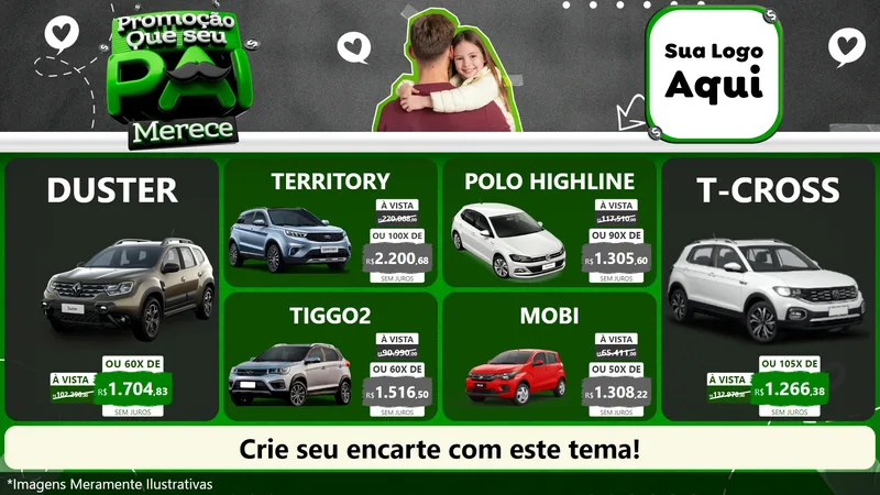 Modelo de TV para TV Horizontal com o tema Promoção Que seu Pai Merece para Concessionaria de Carros