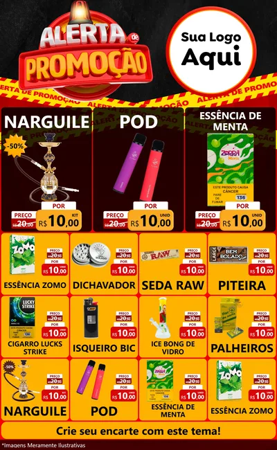 Modelo de Encarte para Encarte Grande com o tema Alerta de Promoção para Tabacaria