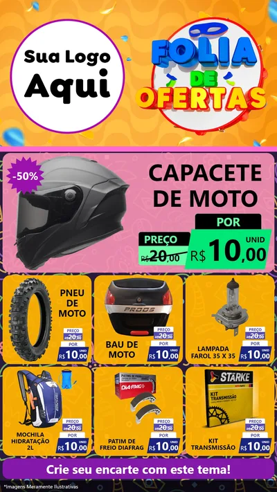 Modelo de Rede Social para Stories com o tema Folia de Ofertas para Moto peças