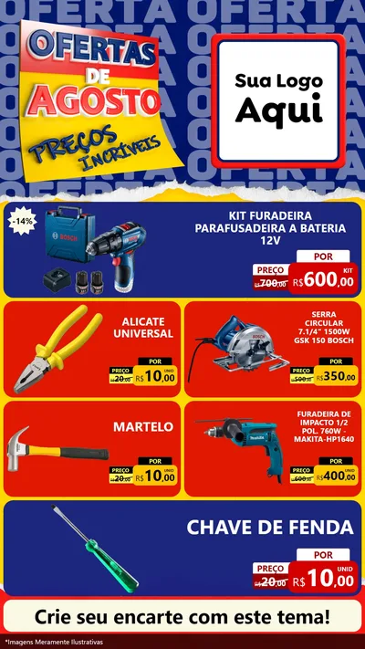 Modelo de TV para TV Vertical com o tema Ofertas de Agosto - Preços Incríveis para Maquinas e Ferramentas