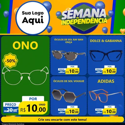 Modelo de Rede Social para Feed Facebook com o tema Semana da Independência para Óticas