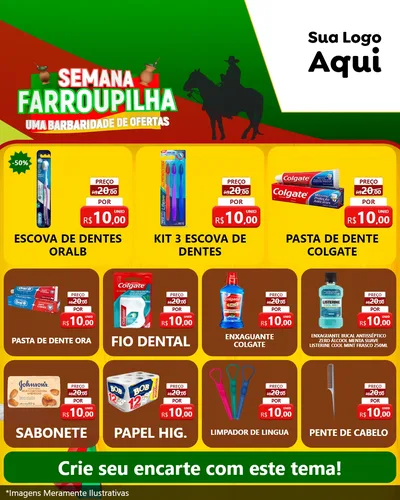 Modelo de Rede Social para Feed Instagram com o tema Semana Farroupilha - Uma Barbaridade de Ofertas para Higiene Pessoal