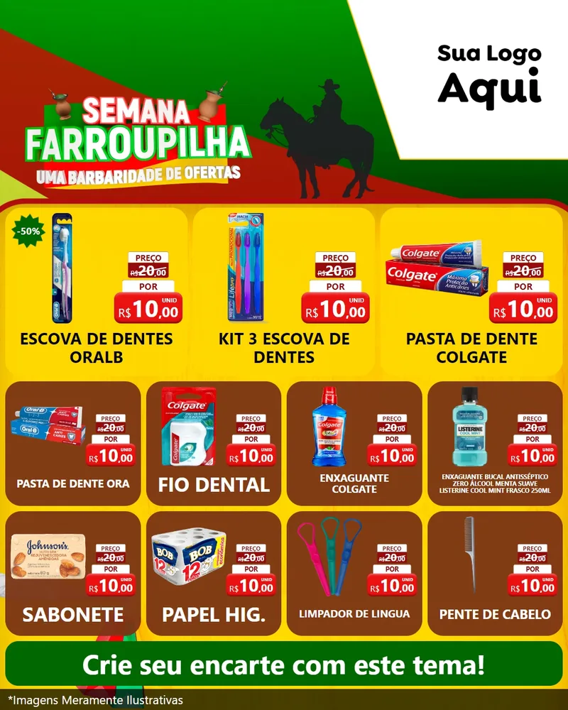 Modelo de Rede Social para Feed Instagram com o tema Semana Farroupilha - Uma Barbaridade de Ofertas para Higiene Pessoal
