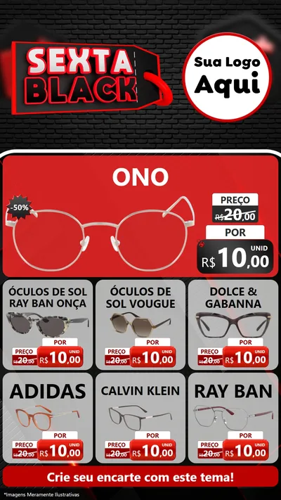 Modelo de Rede Social para Stories com o tema Sexta Black para Óticas