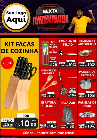 Modelo de Encarte para Encarte A4 Vertical com o tema Sexta Turbinada para Utilidades Domésticas