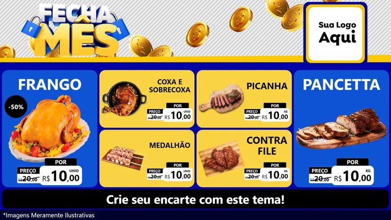 Modelo de TV para TV Horizontal com o tema Fecha Mês para Assados
