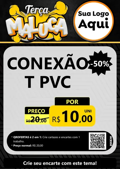 Modelo de Cartaz para Cartaz A4 Vertical com o tema Terça Maluca para Tubos e conexões