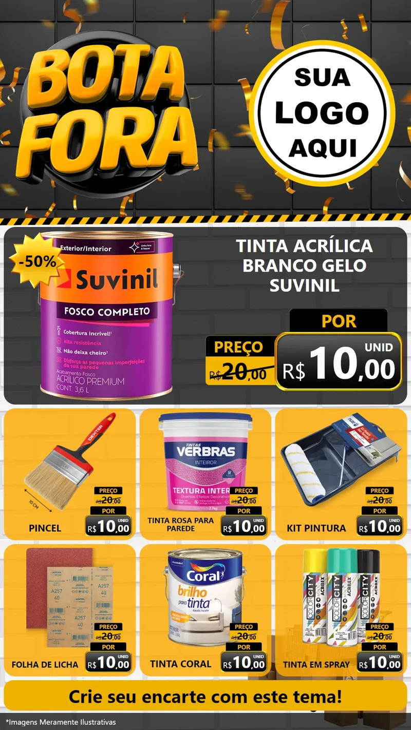 Modelo de Rede Social para Stories com o tema Bota Fora para Tintas e Ferramentas
