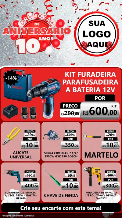 Modelo de Rede Social para Stories com o tema Promoção de Aniversário - 10 Anos para Maquinas e Ferramentas