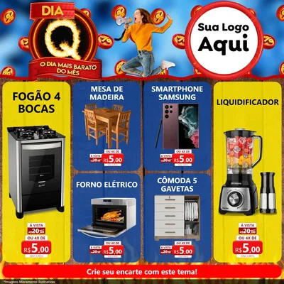 Modelo de Rede Social para Feed Facebook com o tema Dia Q - O Dia Mais Barato Do Mês para Móveis e Eletro