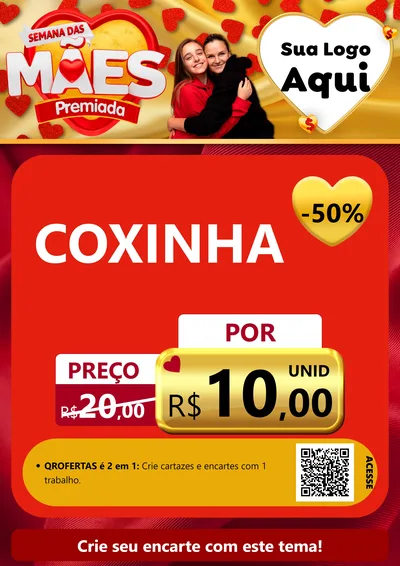 Modelo de Cartaz para Cartaz A4 Vertical com o tema Semana das Mães Premiada para Salgadaria