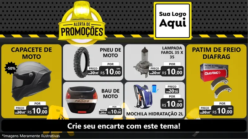Modelo de TV para TV Horizontal com o tema Alerta de Promoções para Moto peças