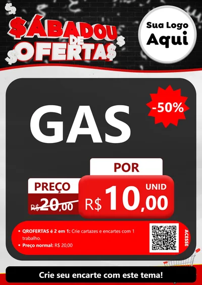 Modelo de Cartaz para Cartaz A4 Vertical com o tema Sabadou de Ofertas para Água e gás
