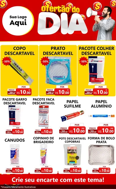 Modelo de Encarte para Encarte Grande com o tema Ofertão do dia para Embalagens