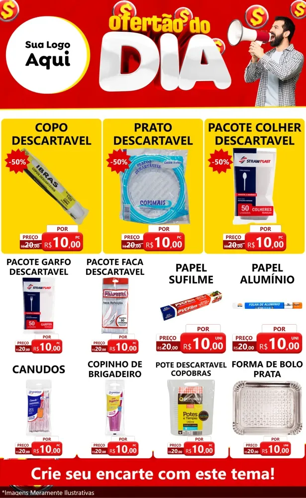 Modelo de Encarte para Encarte Grande com o tema Ofertão do dia para Embalagens