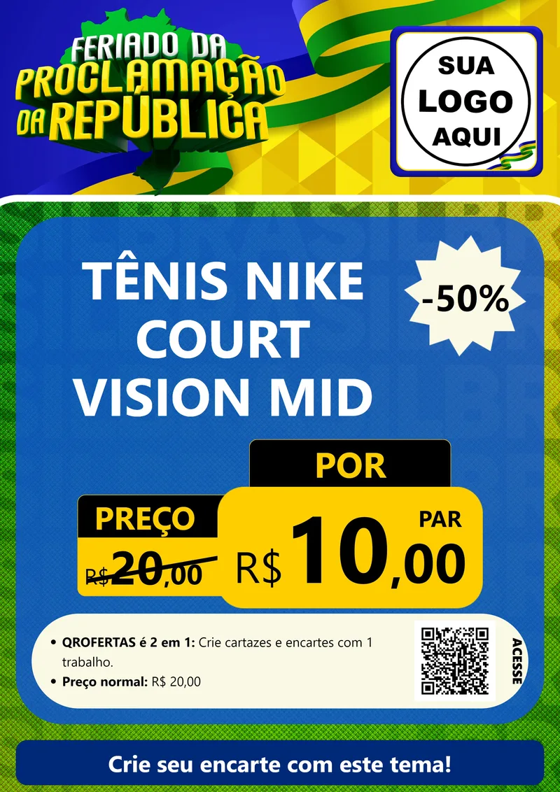 Modelo de Cartaz para Cartaz A4 Vertical com o tema Feriado da Proclamação da República para Calçados