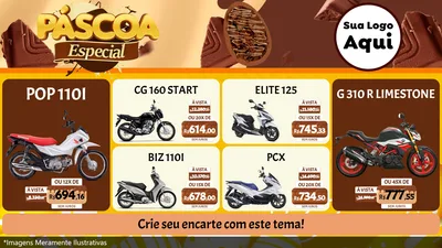 Modelo de TV para TV Horizontal com o tema Páscoa Especial para Concessionaria de Motos